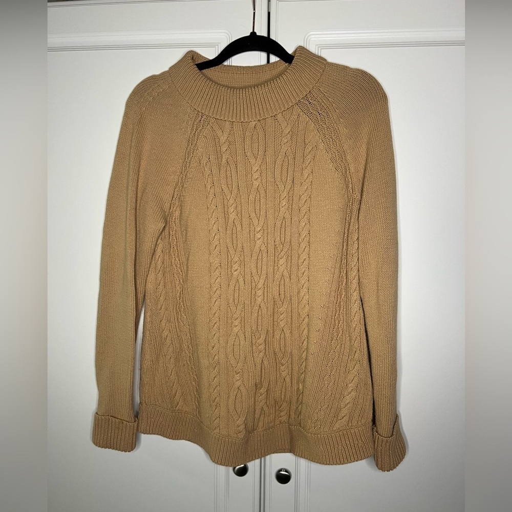 Talbots 100% Cotton Cableknit Fisherman Sweater